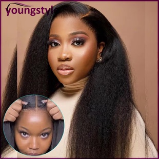 Wear and Go Glueless wig Yaki Straight Human Hair Lace Wigs