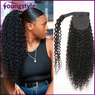 Kinky Curly Peruvian Human Ponytail Clip In Hair Extensions
