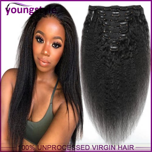 Kinky Curly Straight Clip In Human Hair Extensions卡子发120g
