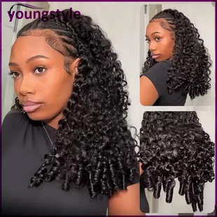 Glueless Wig Burmese Curly Brazilian Human Hair Half Wig