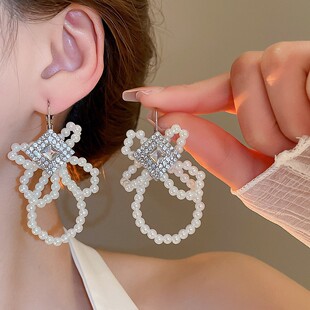 925银针珠宝盛宴法式复古珍珠耳钉镶钻精致轻奢高级感名媛耳环