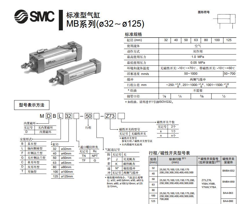 SMC正品MDBL MDBT MDBF MDBB32/40-100-200-300-400-500-600-700Z