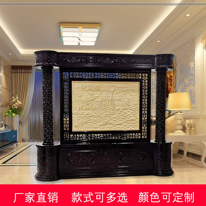 现货东阳木雕现代中式仿古雕花客厅屏风座屏玄关隔断插屏定制