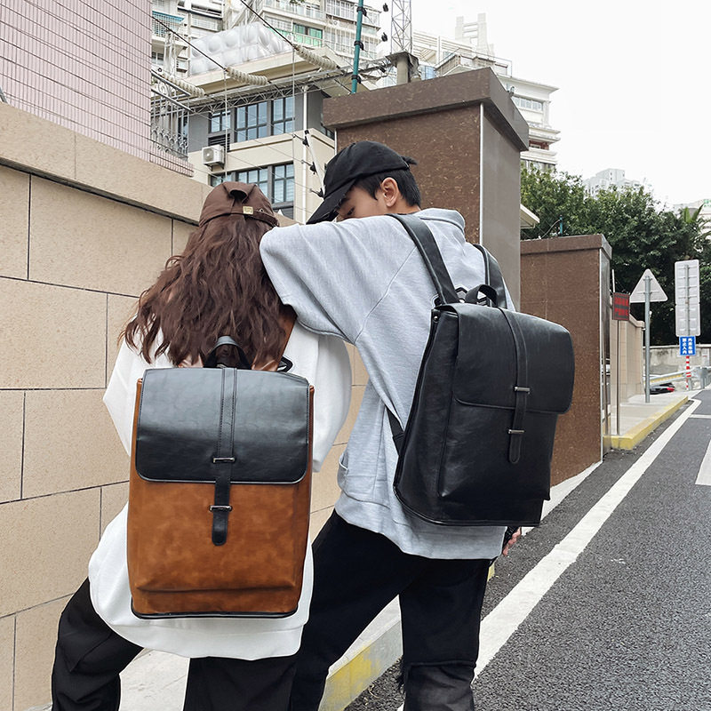 跨境英伦风定型双肩包男女大学生双肩背包