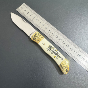 户外折叠刀高硬度锋利手把肉小刀露营求生随身携带黄铜鹿角手工刀
