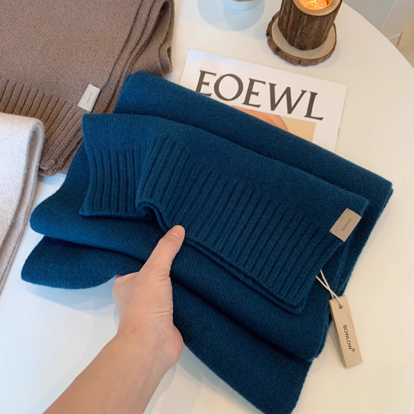 100%澳洲纯羊毛围巾冬季2025新款高级感加厚加宽毛绒男女百搭围脖