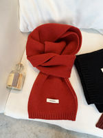 Selected Australian all-wool knitted scarves for women's 2026 autumn and winter new solid colors, versatile and warm couple scarves for women thumbnail 5