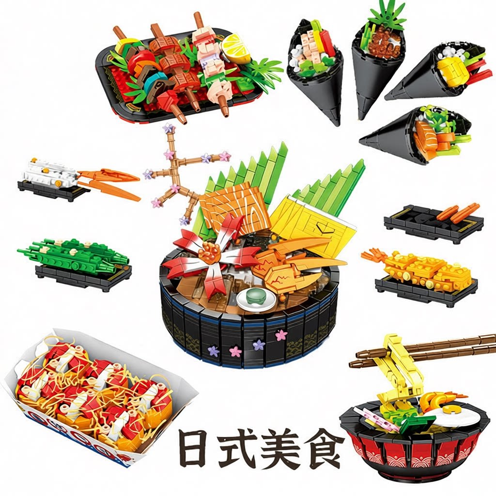 新款 森宝601415日式拉面小颗粒美食仿真拼装积木男孩儿童玩具