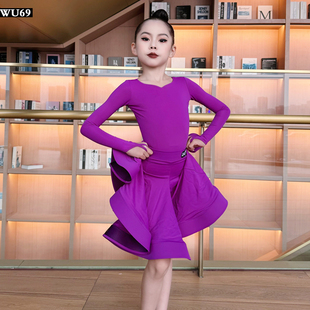 少儿拉丁舞比赛服女童国标舞蹈规定服装 专业表演服高级练功服大裙