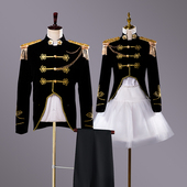 宫廷装 2022新款 欧式 舞台话剧演出服男女鼓乐队制服情侣写真