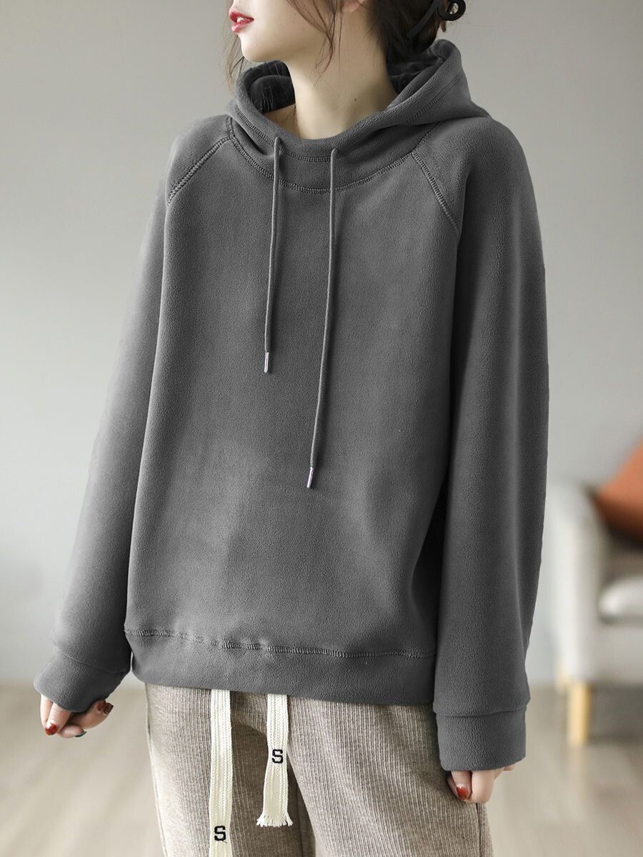 Autumn and winter double-sided velvet pullover retro hoodie, new style, loose fleece sweater, casual hooded, thickened versatile top for women