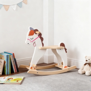 北欧风木马创意木制彩色摇马白色摇摇椅儿童周岁礼物艺术拍摄摆件