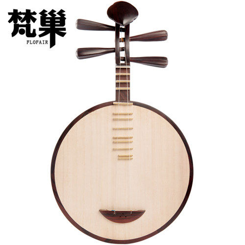 大叶紫檀月琴梵巢如意头花