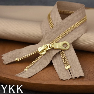 5号驼色金属拉链条20 40cm铜牙高档顺滑闭尾拉菲草编织箱包diy