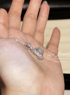 Qn Jewelry/云梦泽 水沫玉鸽子蛋 925纯银水沫玉吊坠项链A10