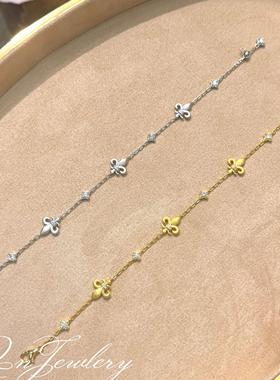 QnJewely爱丽丝鸢尾花 拉丝s925纯银手链