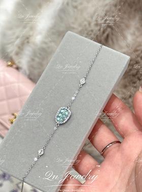 Qn Jewelry/ 月下金枝 天然a货翡翠叶子s925纯银手链A81