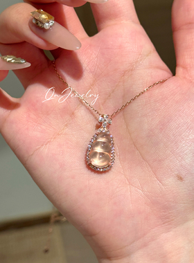 QnJewelry/粉豆小胖墩 天然莫粉s925纯银项链