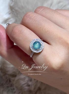 Qn Jewelry/小飞碟 925纯银天然蓝水飞碟戒指A24