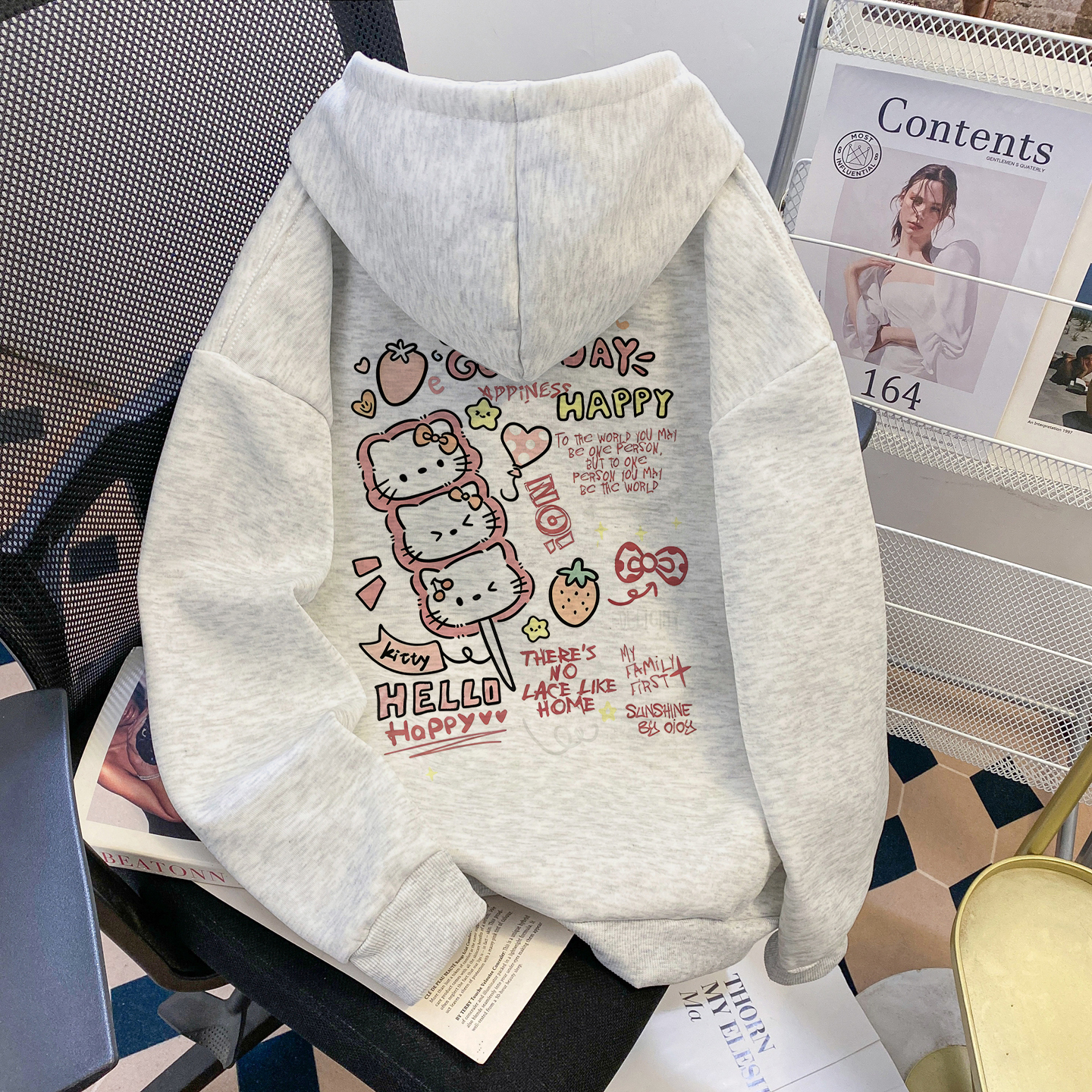 女童连帽卫衣中大童春秋新款