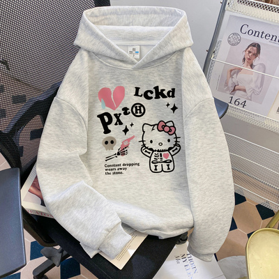 女童连帽卫衣宽松秋冬加绒保暖