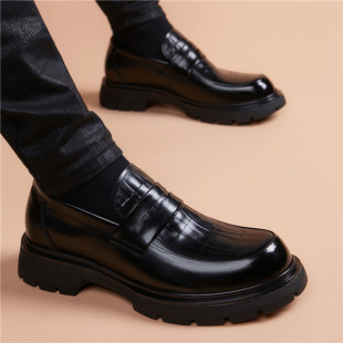 男正装 商务休闲英伦真皮皮鞋 高档头层牛皮一脚蹬厚底男鞋 2025新款