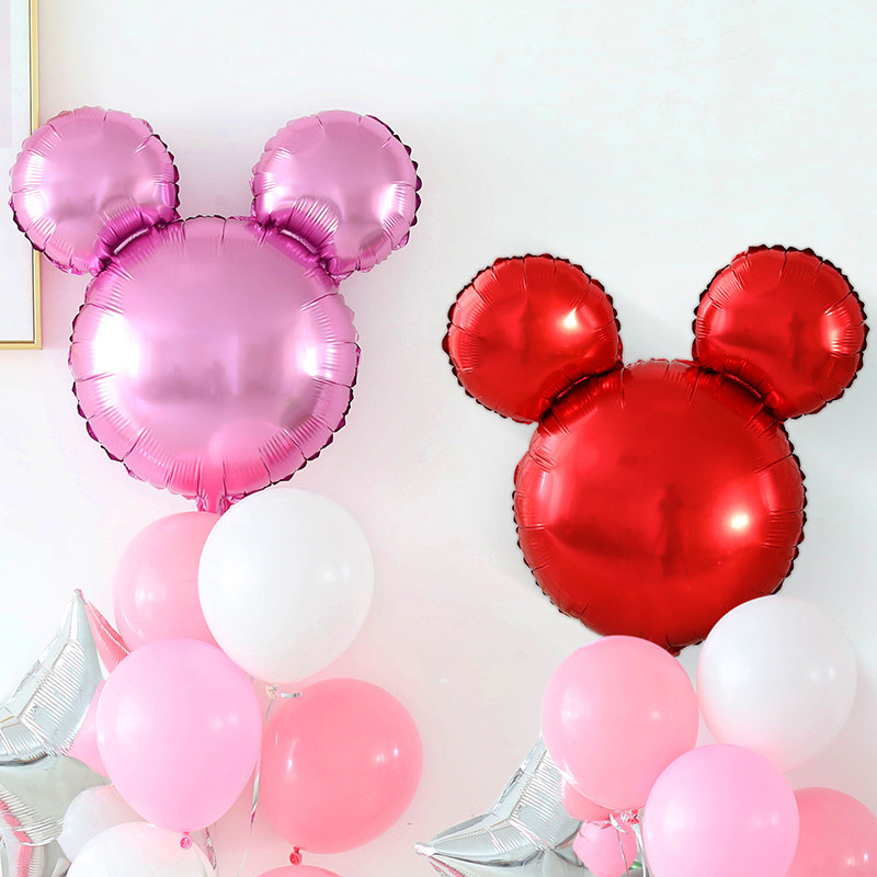 红色米奇头卡通铝膜气球商场开业装饰气球场景布置儿童生日活动