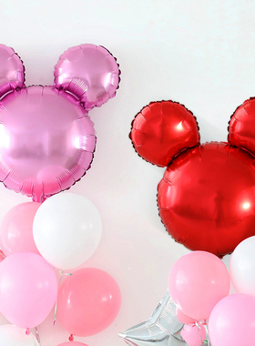 红色米奇头卡通铝膜气球商场开业装饰气球场景布置儿童生日活动