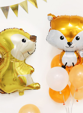 卡通铝膜气球萌款可爱恐龙动物松鼠刺猬熊猫狐狸小浣熊铝箔汽球