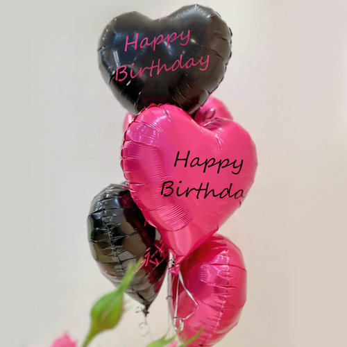 心形黑玫红生日快乐铝膜铝膜气球