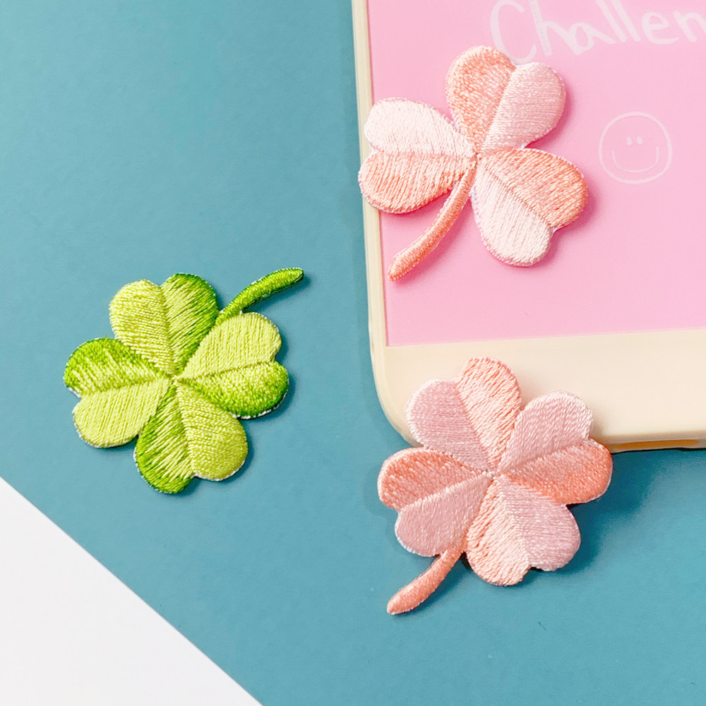 盘丝小仙儿植物四叶草刺绣布贴衣服绣花绣片贴花diy修补破洞装饰