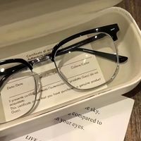 痞帥文藝復(fù)古半框眼鏡男款近視