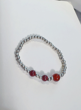 纯银 S 999 手链足银女款红朱砂新中式复古重工百搭原创设计