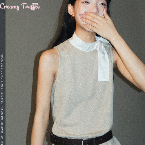 侧系带蝴蝶结针织无袖背心上衣