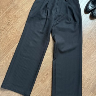 男女 暗纹直筒打褶垂感TR混纺休闲通勤内里全包西裤 alone 尘影