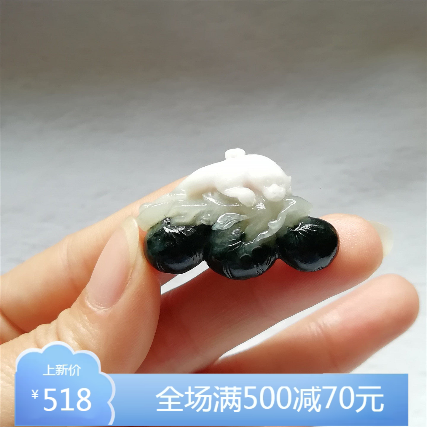 收藏天然玉石独山玉吊坠俏色巧雕生肖猴子挂件独玉仙桃福到玉佩秒