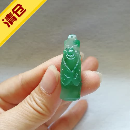 天然独龙玉竹节吊坠步步高升