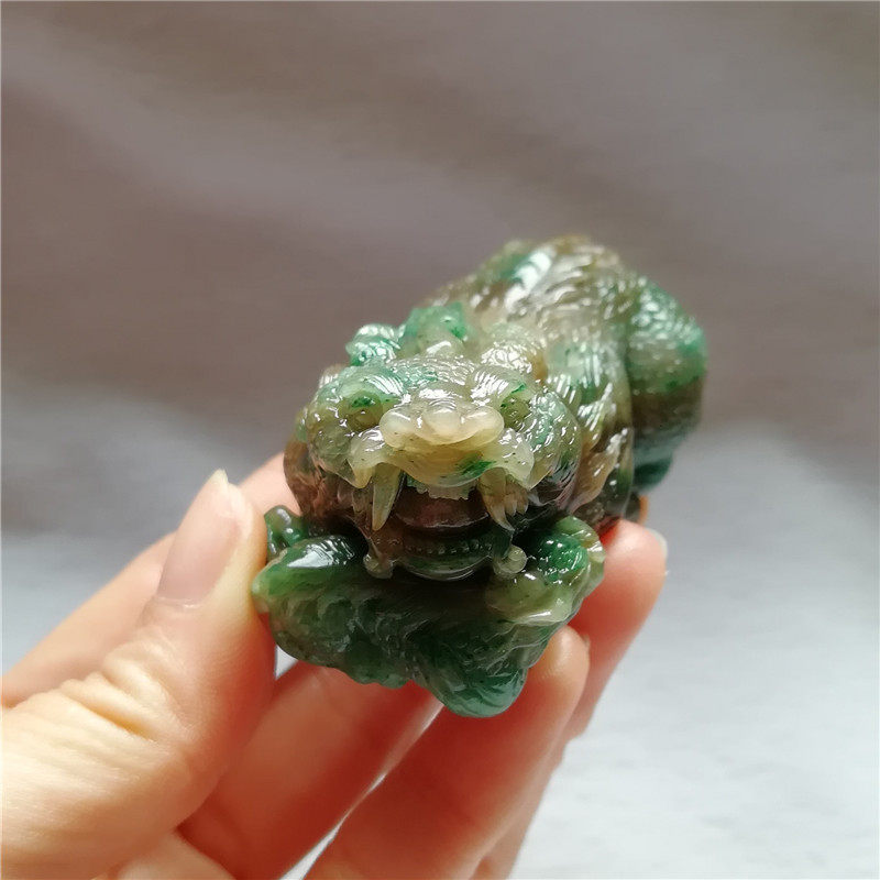 收藏南阳独山玉貔貅手把件天然玉石独玉文玩神兽手玩件小摆件直播