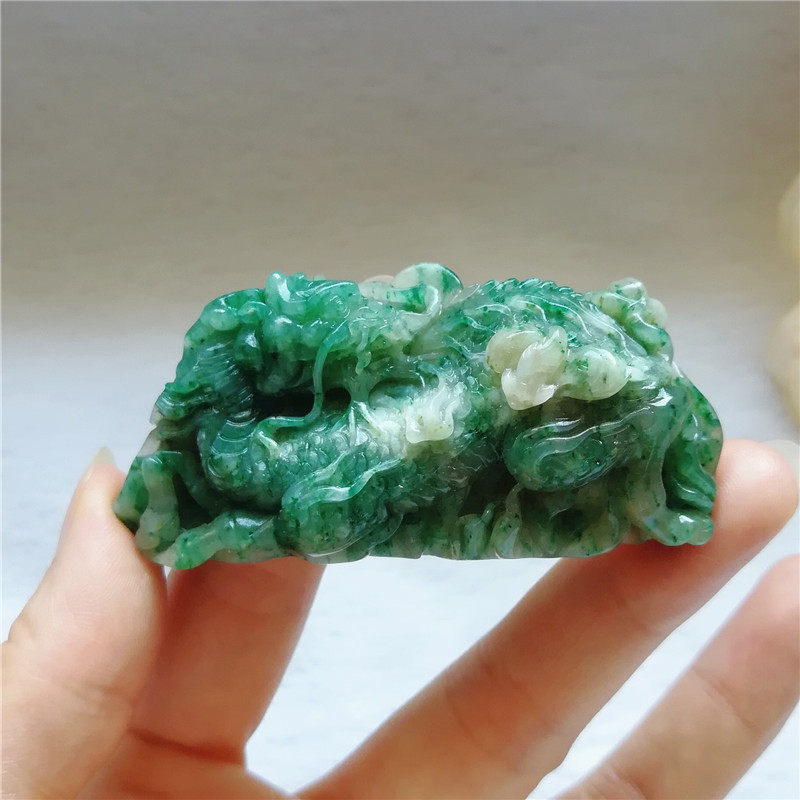 收藏天然玉石独山玉手把件南阳独玉麒麟把玩件苏工神兽小摆件送证