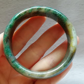 收藏南阳玉独山玉手镯独玉石手环镯子加宽轮胎玉镯子内径59mm附证