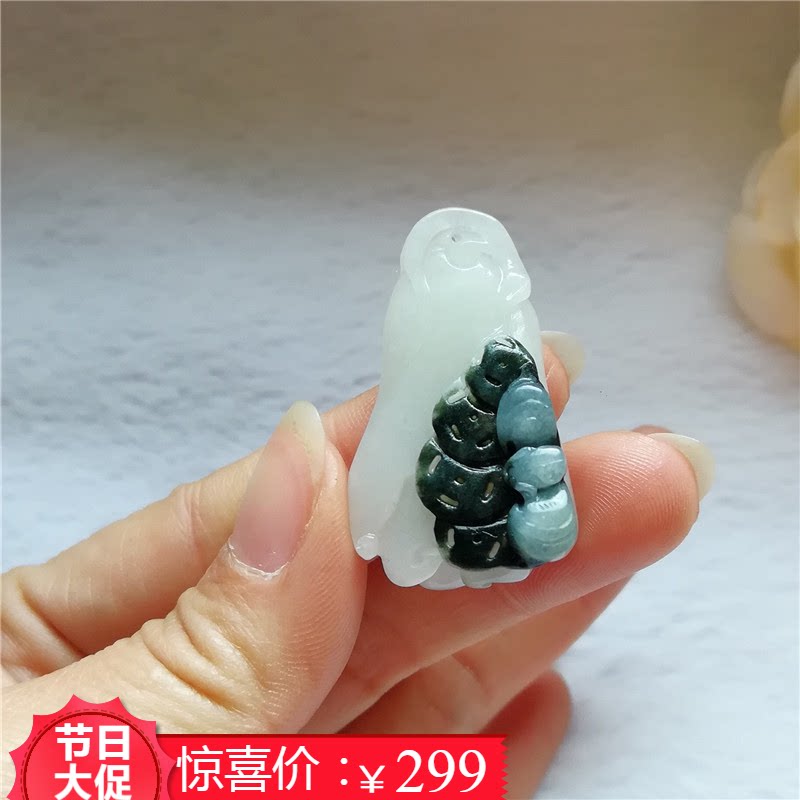 收藏天然独山玉吊坠玉坠蝙蝠古钱挂件佛手瓜苏工独玉人生富贵项链