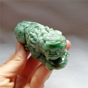 收藏南阳独山玉貔貅手把件天然玉石神兽手玩件摆件对配送证单个价