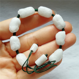收藏天然玉石独山玉手链苏工南阳玉独玉貔貅手串神兽戒指DIY配饰