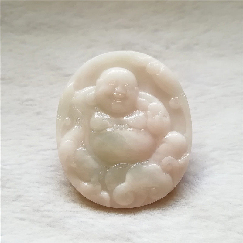 收藏天然芙蓉红独山玉笑佛公吊坠南阳独玉弥勒佛玉佩玉器挂件附证