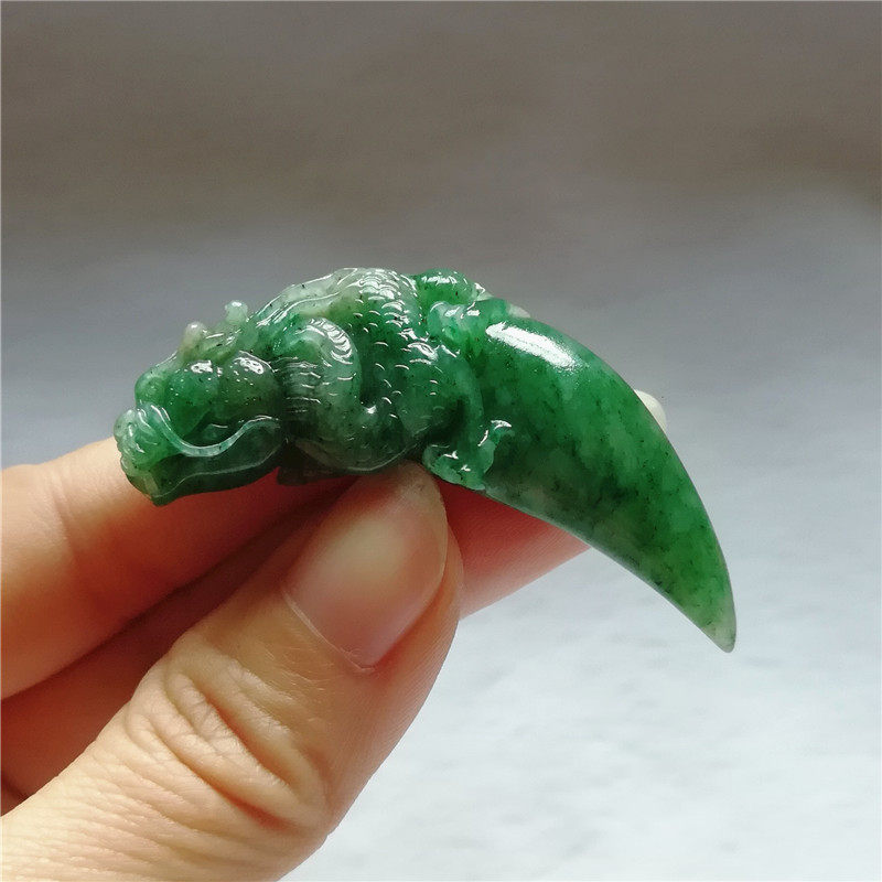 收藏天然玉石独山玉生肖龙吊坠苏工南阳独玉龙牙玉坠生意兴隆玉佩