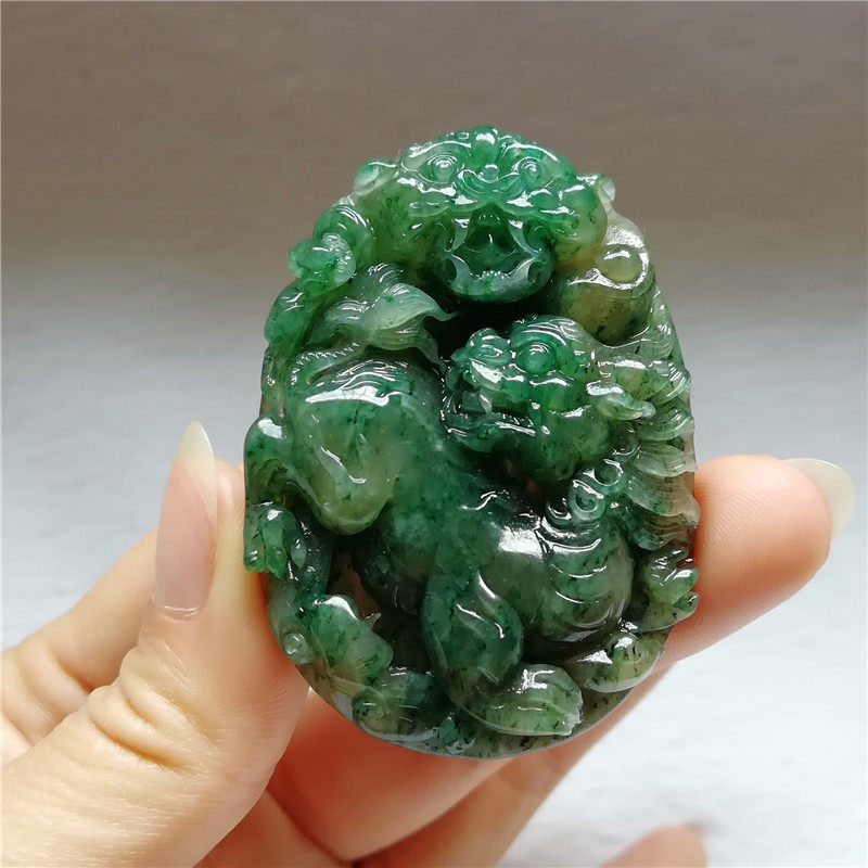 收藏天然独山玉貔貅吊坠男女玉坠瑞兽仿古兽老坑独玉玉器挂件送证