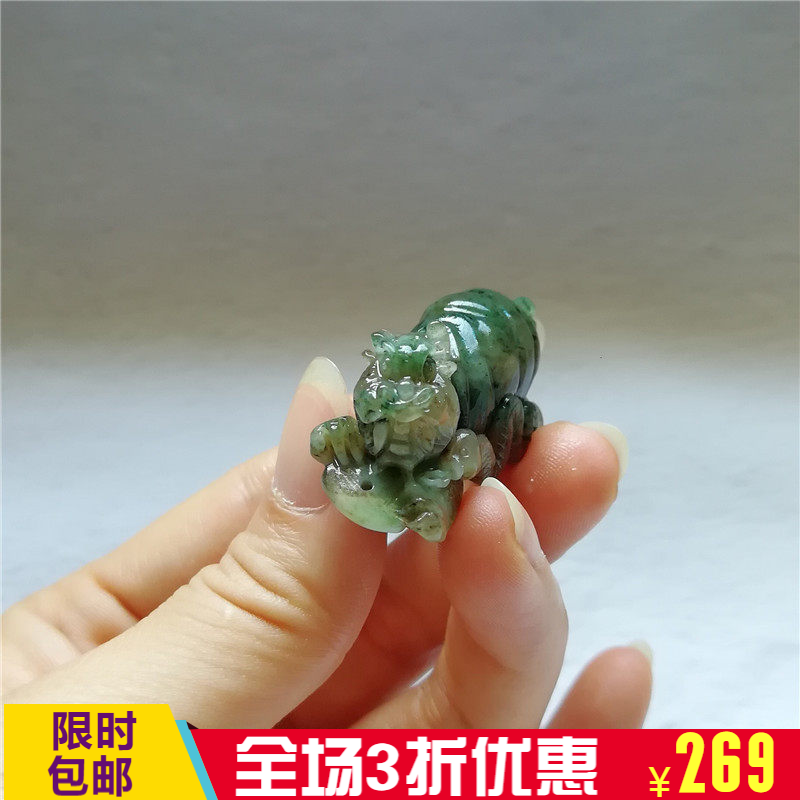 收藏天然玉独山玉龙龟小摆件文玩南阳独玉长寿龟吊坠蛇手把件玄武