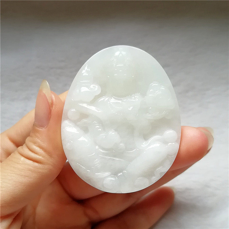 收藏天然玉冰种独山玉观音吊坠独玉大象挂件普贤观音菩萨玉佩送证