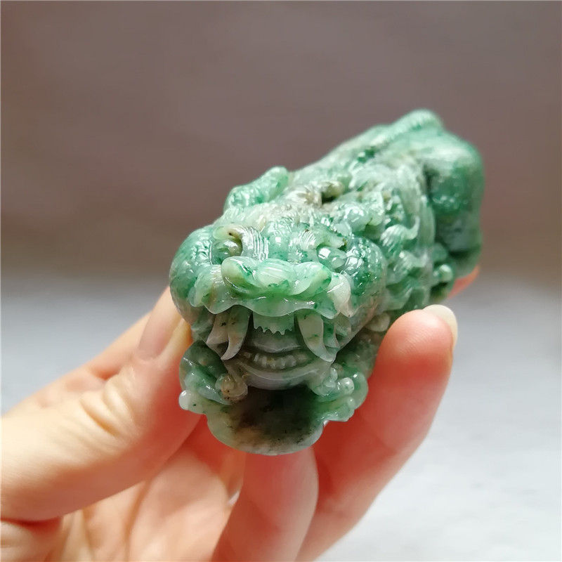 收藏南阳玉独山玉貔貅手把件天然玉石神兽手玩件小摆件送证单个价