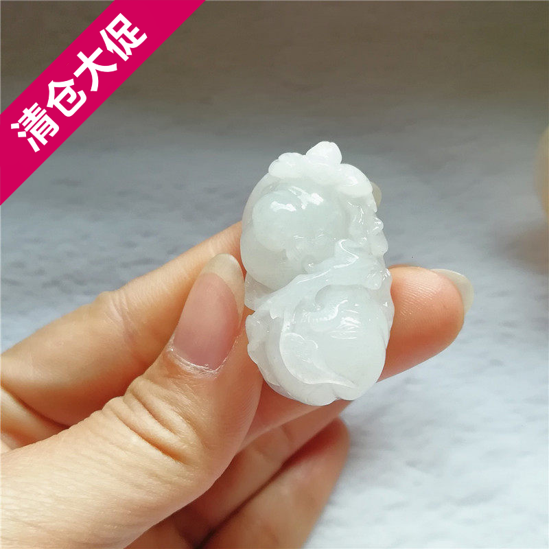 收藏天然玉石独山玉吊坠玉器冰种独玉福瓜玉佩牌子福禄寿玉坠项链